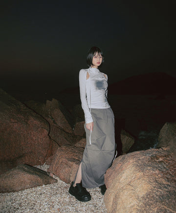 Cut-out Turtleneck Long Sleeve